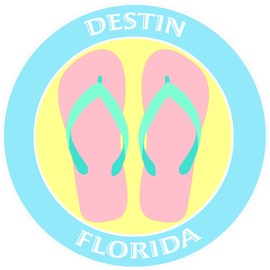 Athena Brands Flip Flops Destin Florida - Car Truck Window Bumper Graphics Sticker Decal - Wakeboard Blue