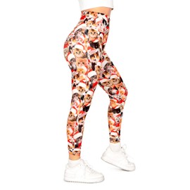 Tipsy Elves Womens Cute Multicolor Christmas Cat High Waisted Leggings with Hidden Waistband Key Pocket Size X Large