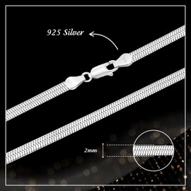 Casxyue 925 Silver Chain For Women Girls 16" 18" 20" 22'' 24" 26'' 28" 30" Inch Curb/Snake/Cross/Box/Bead Chain Necklaces (Flat Snake Chain, 18inch)