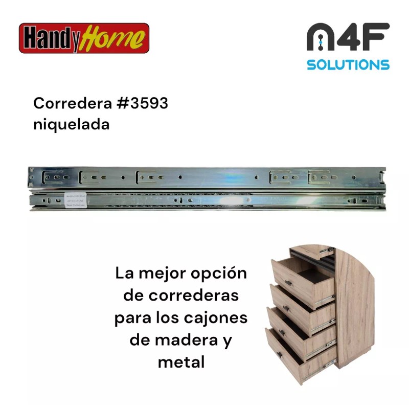 Handyhome Corredera Cajón Handy Home 60cm X 3.5cm 1paquete 2pz