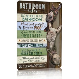 Funny Donkey Bathroom Rules Wall Art Decor So Clean So Fresh Retro Tin Sign Vintage Home Restroom Bathroom Toilet Washroom Decor Metal Sign 8x12 Inch