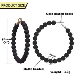 XGALBLA - arete de aro redondos con abalorio redondas para mujer, arete bohemios con abalorio elegantes, de 1.9 pulgadas, Zinc, Con cuentas