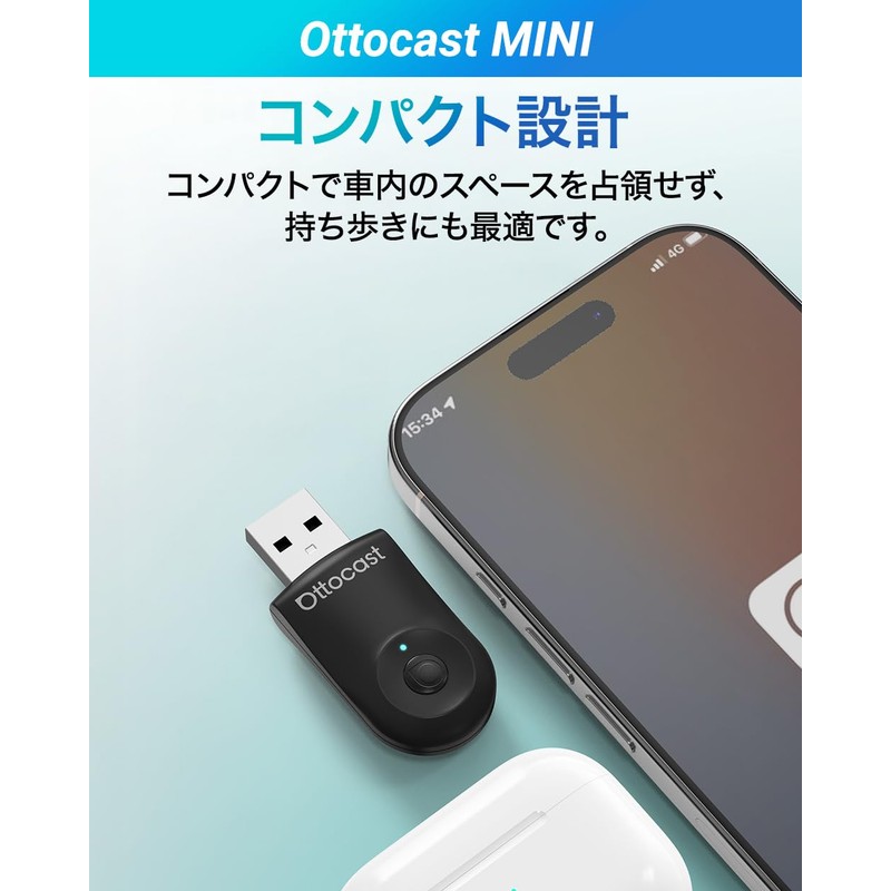 OTTOCAST Mini Wireless CarPlay & Android Auto Adapter, Wireless, Compatible