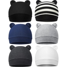 6 Gorras Para Bebé Recién Nacido, Orejas De Oso, Gorras