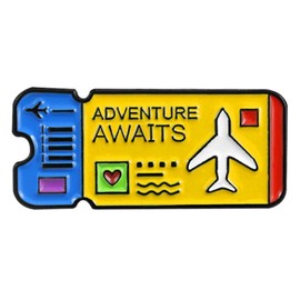 Flairs New York Premium Handmade Enamel Lapel Pin Brooch Badge (Adventure Awaits Yellow, 1 Pin)