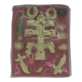 Cross of Caravaca with Side Amulets, Sacred Religious Amulet Set - Cruz de Caravaca