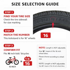 DEROACE Aluminum Alloy Bike Kickstand for 16 Inch Kids Bike - 23.5cm