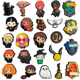 24Pcs Harry Theme Shoe Charms for Kids Girls Boys, Cute Cartoon Anime Shoes Decoration for Clog Wristband Bracelet, Christmas Party Birthday Favor Gifts