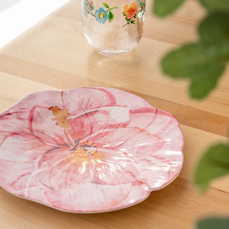 Turhong TT20748976 Palre Tropical Flower Salad Plate, 9.1 inches (23