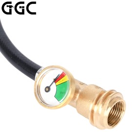 GGC 6 Feet Propane Tank Extension Hose with Gauge,LP Gas Hose Replacement for Grill Heater and Other, Male QCC/POL Fittings
