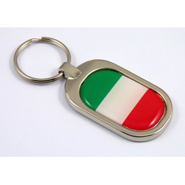 Italy Flag Key Chain Metal Chrome Plated Keychain Key fob keyfob Italia Italian
