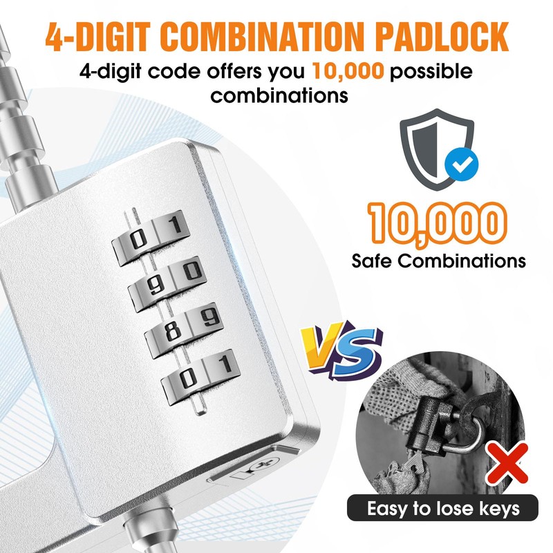 Cabinet Lock with Combination, Adjustable U-Shaped Combination Cabinet Lock Latches