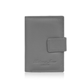 Hudson & James Ladies RFID Safe Designer Leather Compact Purse Card Women Wallet Zip Coin Pocket Boxed (Grey)