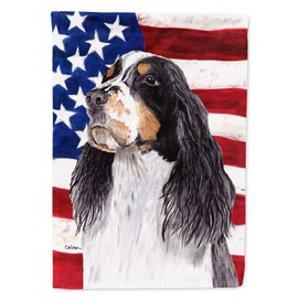 Caroline's Treasures SC9016CHF USA American Flag with Springer Spaniel House Flag Large Porch Sleeve Pole Decorative Outside Yard Banner Artwork Wall Hanging, Polyester, House Size, Multicolor