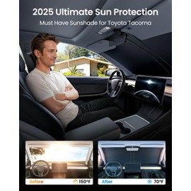 REEVAA Windshield Sun Shade for Toyota Tacoma 2025 2024 2016-2023 [Tailored Fit, 99% Sun Protection] Protect Interior & Keep Cool, Foldable Sunshade Car Accessories with Storage Bag