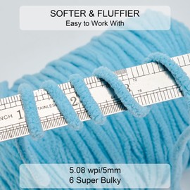 SOVIKER Chunky Chenille Yarn for Knitting/Crochet Baby Blanket Fancy Yarn for Amigurumi #6 Super Bulky Extra Thick Soft Fluffy Big Yarn Hat Scarf Christmas Decor Beginner Friendly,0.66lb,Blue