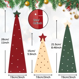 TonJin 3PCS Christmas Table Decorations,Three Sizes Wooden Christmas Tree Sign with Star for Home Shelf Fireplace Mantel Office Desk Party Decor Xmas Holiday Decor Indoor