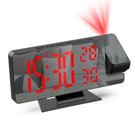 Ankilo Projection Alarm Clock, Digital Alarm Clock with Temperature & Humidity, LED Clock, Electronic Table Clock, Travel Alarm Clock, Adjustable Brightness, 12/24H Display, Digital Clock for Home,
