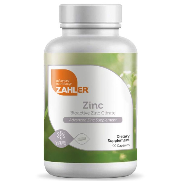 Zahler Zinc 50mg, Supports Immune and Antioxidant Protection, Certified Kosher, 90 Capsules