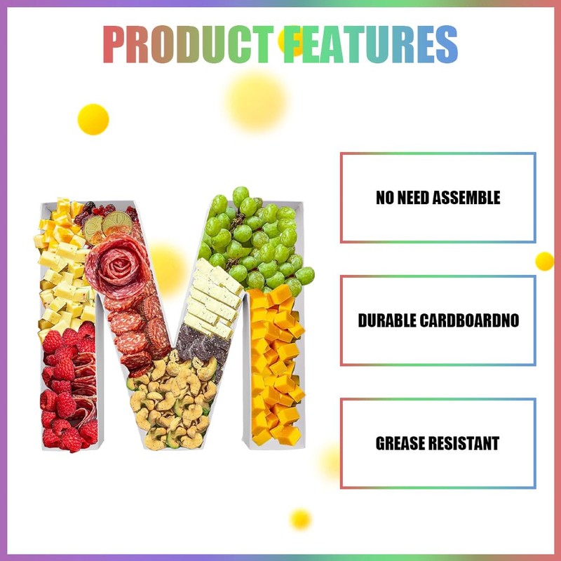 ZIJRXQ 12inch Cardboard Letter Fillable Shaped Decorative Box for Charcuterie(M)