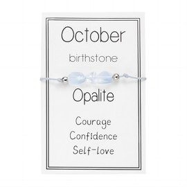 tenghong2021 Irregular Month Birthstone Bracelet for Women Men Natural Stone Hand Woven Adjustable Bracelet Healing Crystal Beaded Braide String Bracelet for Women Birthday Gifts Jewelry-October