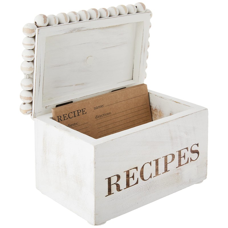 White Beaded Recipe Box