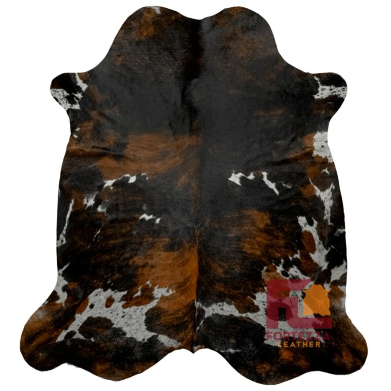 Fortezzaoutlet Cowhide Rug Dark Tricolor | Premium Quality | Medium
