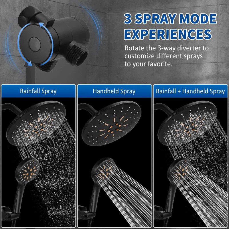 Luxsego Dual Rain Shower Head with Handheld Spray Combo, 8.8
