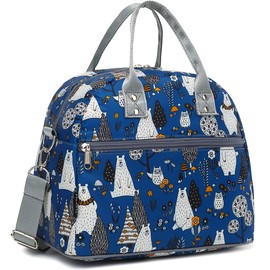 FlowFly Bolsa de almuerzo aislada con correa para el hombro para mujeres, hombres y niños, grande y reutilizable, asa, bolsa de viaje y escuela congelable y organizador de preparación de comidas, búho