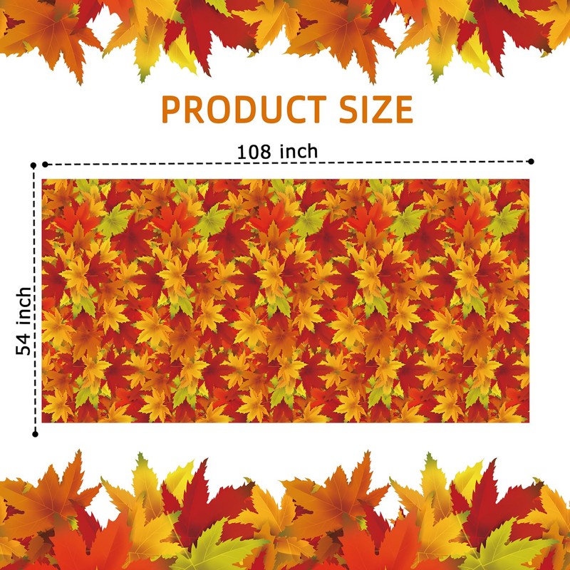 UROINEPA Fall Tablecloth 3 Pcs Thanksgiving Tablecloth Rectangle Maple Leaf