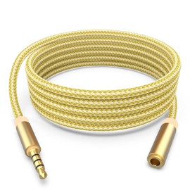 Sqrgreat 3.5mm Male to Female Audio Cable, Auxiliary Stereo Extension Audio Cable, Compatible with TV, Headphone, Earphone, Speaker and More Devices, 6.6ft, Golden