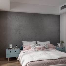 24"×354" Wide Concrete Wallpaper Peel and Stick Extra Thick 3D Dark Grey Black Faux Concrete Cement Contact Paper Stained Vinyl Wrap Matte Textured Wall Sticker for Walls Bedroom Basement Bathroom