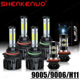 SHENKENUO For Toyota RAV4 2013-2015 6000K LED Headlight Hi/Lo + Fog Light Bulbs Combo Kit