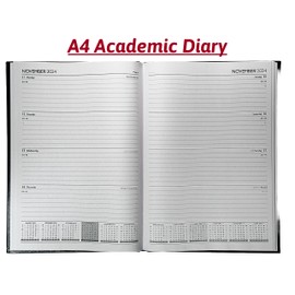 A4 Academic Diary 2025/2026 Week to View Hardback Case Bound - BLUE