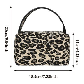 Leopard Handheld Cosmetic Bag, Large Capacity Cosmetic Bag Portable Canvas Waterproof Zipper Toiletry Bag Makeup Organizer Pouch for Women Girls