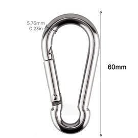 Dolaso 4 PCS Carabiner Heavy Duty 304 Stainless Steel M8 Carabiner Snap Hook Gauge Steel Carabine Swivel Spring Clip for Outdoor Hiking Camping Fishing (Not for Climbing)