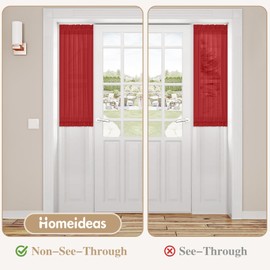 HOMEIDEAS Non-See-Through Sidelight Curtains for Front Door, Privacy Semi Sheer Door Window Curtains, Rod Pocket Light Filtering French Door Curtains with Tieback, (1 Panel, Red, 26W X 40L)