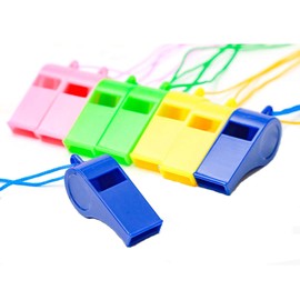 LDEXIN 20Pcs Multi-Color Whistle with Lanyard, Plastic Whistles Extra Loud Sports Whistles Great for Coach Referee Lifeguard Survival Emergency