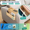 Bamboo Sofa Armrest Tray with Storage Pocket