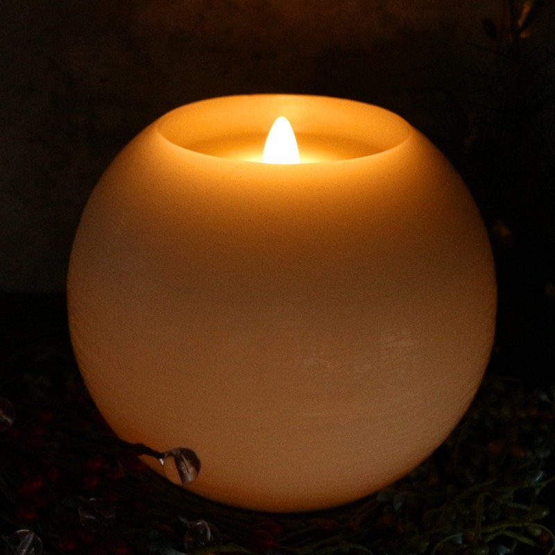 CVHOMEDECO. Moon Sphere Wax LED Dancing Flame Candle Ball Battery