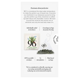 96° Chinese Green Tea - 20 Pyramid Tea Bags, Individually Wrapped, Delicate, Sweet and Grassy, Biodegradable Plant-Based Bags