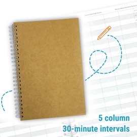 Appointment book for hairdresser, barber-shops, beauty salons, physiotherapy practices for 1-10 assistants and 10, 15 or 30 minute time slots – sturdy spiral binding (5 columns 30 minutes time slots)