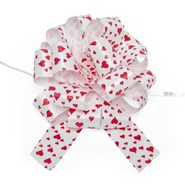 5 1/2" Hearts Polyethylene Pull String Bow | Quantity: 24 | Diameter - 5 1/2" Width 1 1/4"