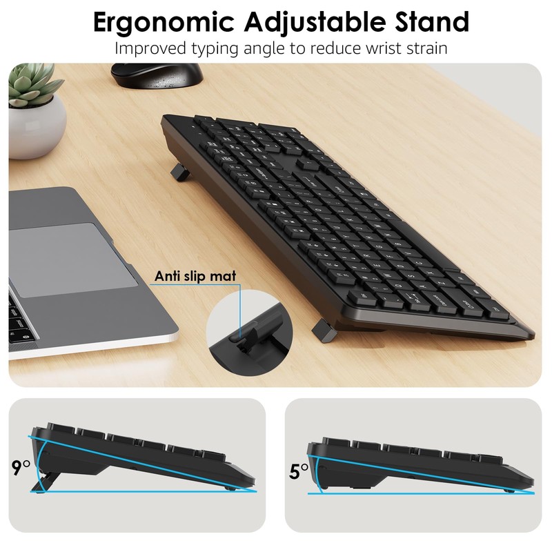 BKA BYA Wireless Keyboard and Mouse Combo,Full Size Quiet Keyboard
