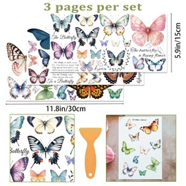 beinkmake 3 Sheets Vintage Butterfly Rub on Transfers for Crafts and Furniture 12×6inch Butterflies Letter Furniture Transfer Stickers for Wood Furniture Cabinet Dressers Home Decor