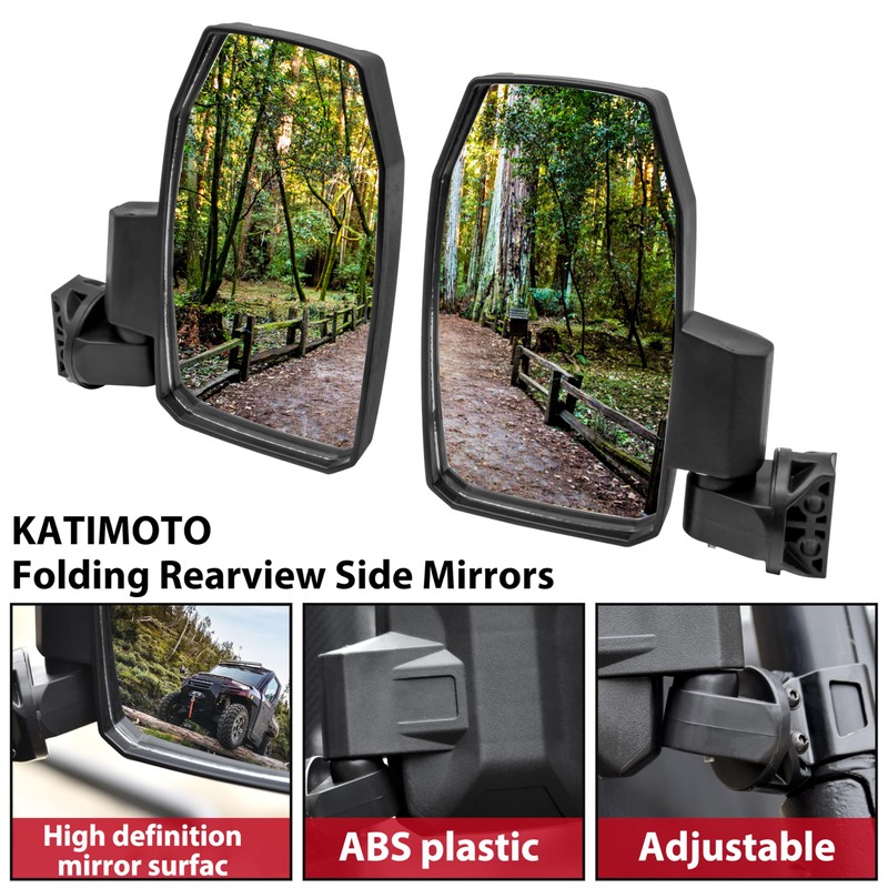 KATIMOTO Adjustable Side Rear View Mirrors for Polaris Ranger 1000