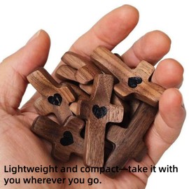 2PCS Handcrafted Wooden Cross My Heart,Small Tiny Wood Cross for Pocket Prayers,Wooden Comfort Cross,Small Pocket Cro/ss,Portable Wood Po/cket Cross,Christian Wo/oden Cro/ss,Gift for Family and Friend