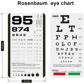 PECULA 2 PCS Eye Chart, Pocket Eye Charts, Snellen and Rosenbaum Pocket Eye Chart for Eye Exams (2 in 1)