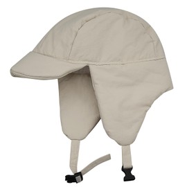 Clakllie Winter Trooper Trapper Hats with Brim Warm Ear flaps Baseball Cap, Windproof Aviator Caps Waterproof Bomber Visor Hat for Outdoor Sports Skiing Cycling Beige Women Mens