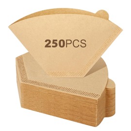 250 Count #2 Coffee Filters 2-4 Cup, Premiun Unbleached Natural Coffee Paper Filters, No Blowout, Disposable Coffee Filter Cone Paper for Pour Over and Drip Coffee Maker